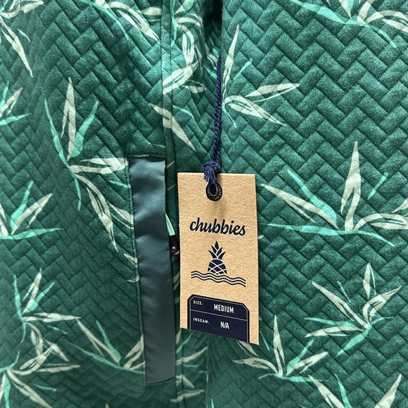 Chubbies Quilted Jersey Quarter Zip Pullover The Go Getter Green New Size Medium - Picture 7 of 10